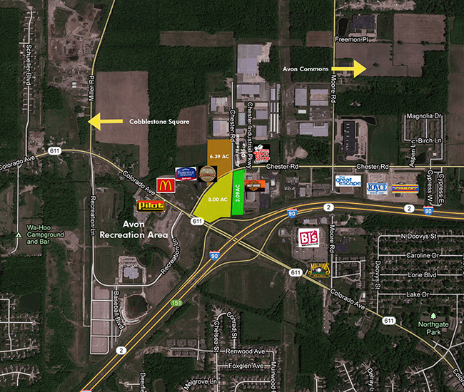 Prime Avon Land Sites Available for Sale on Chester Road at I90 Route 611 exit (Colorado Avenue)
