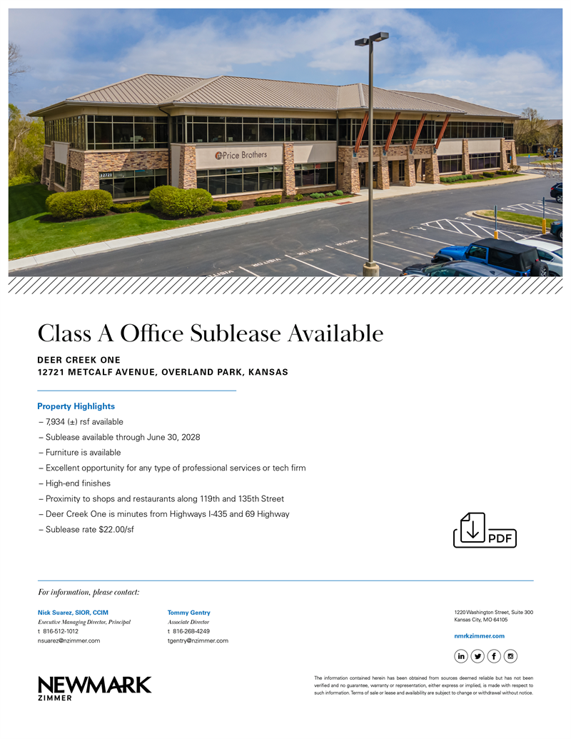 Overland Park Class A Office Sublease Available